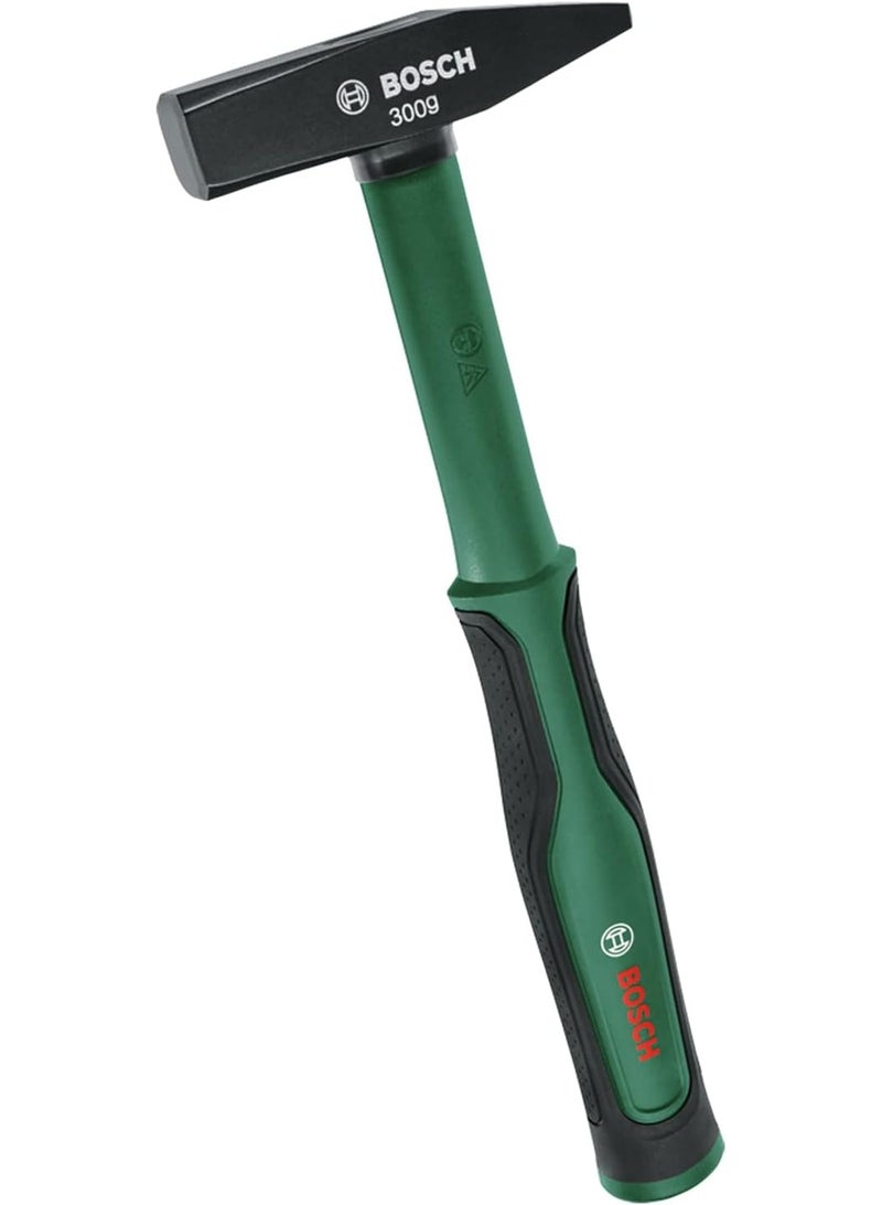 Bosch Engineer's Hammer 300 g (Comfortable Soft Grip Handle with Fibreglass Core; Robust Carbon Steel; Effortless Impact Force; Low Vibration)